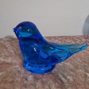 Bluebird Of Happines Glass Figurine - Decorative Bird Sculpture